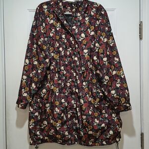 Torrid Skull Floral Nylon Longline Rain Jacket Size 2X